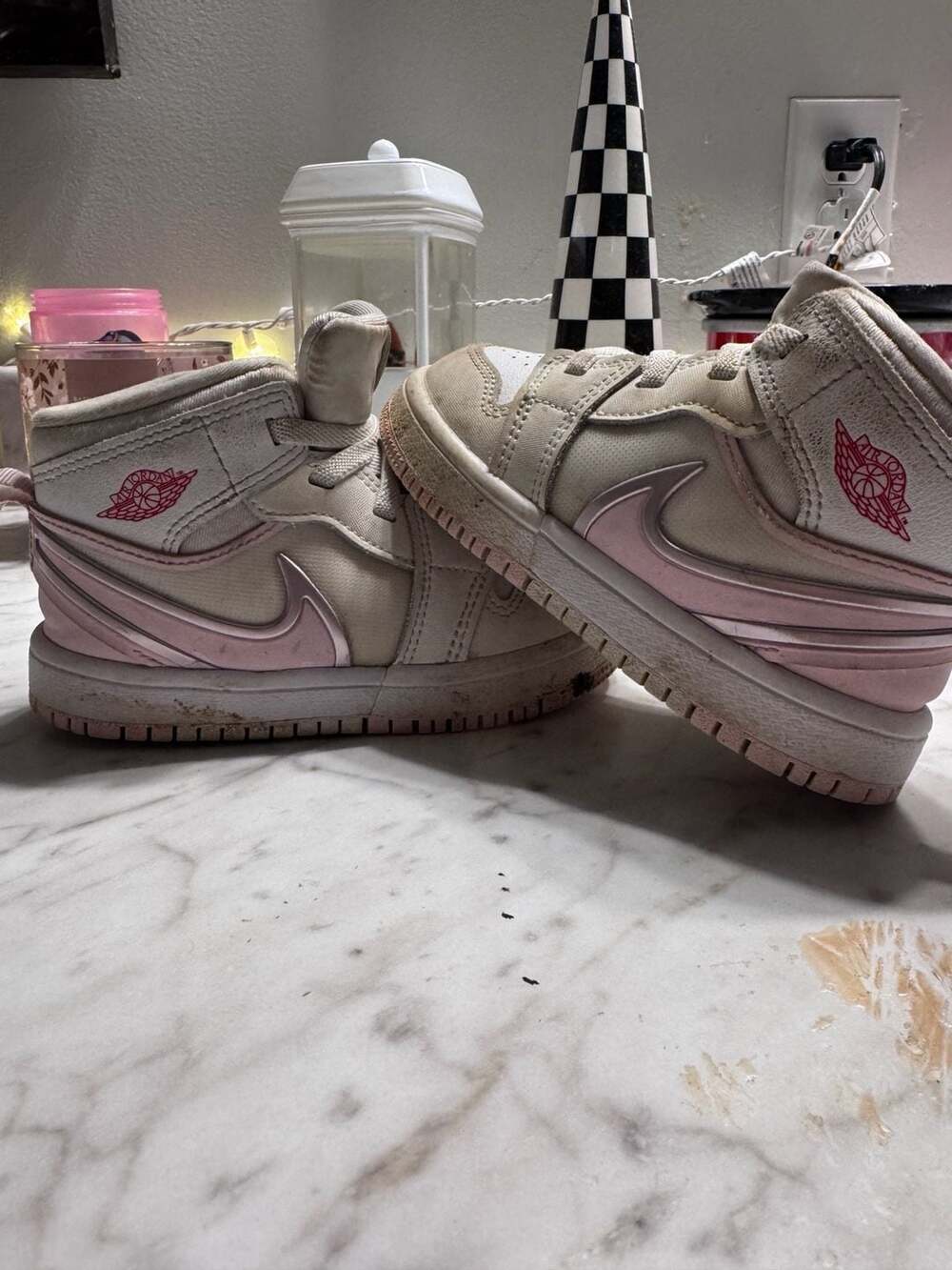 Jordan 1 Mid RM EasyOn 'White Pink Foam' Toddler Size 8C